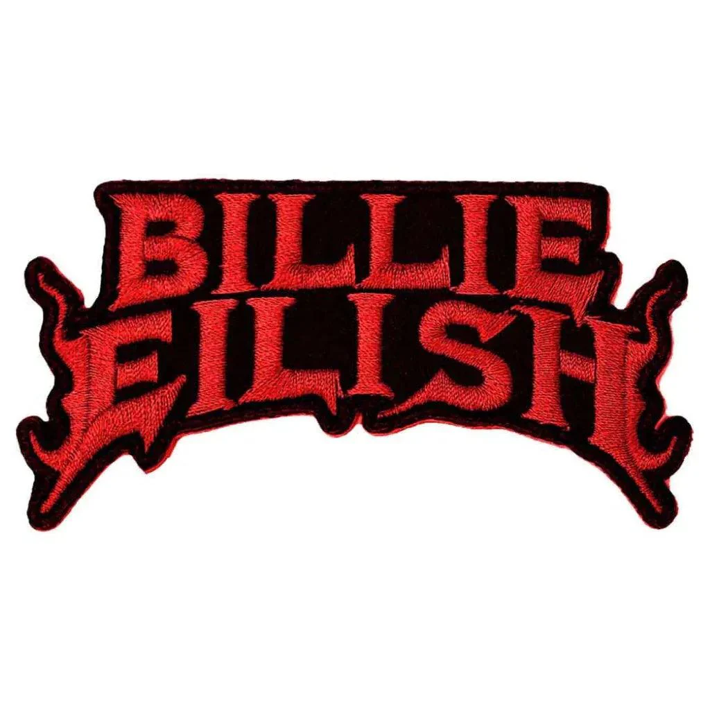 Billie Eilish Patch · Logo Flame Red Cut Out (10cm x 5cm)