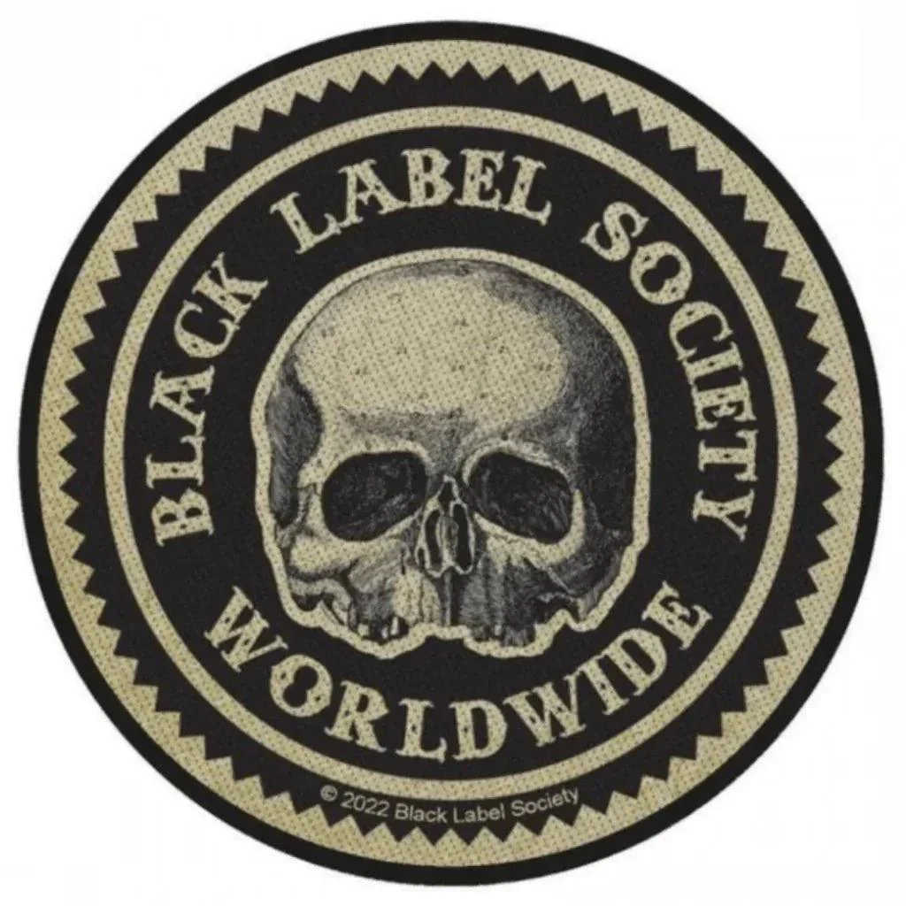 Black Label Society Patch Rund · Worldwide Skull (Ø 9cm)