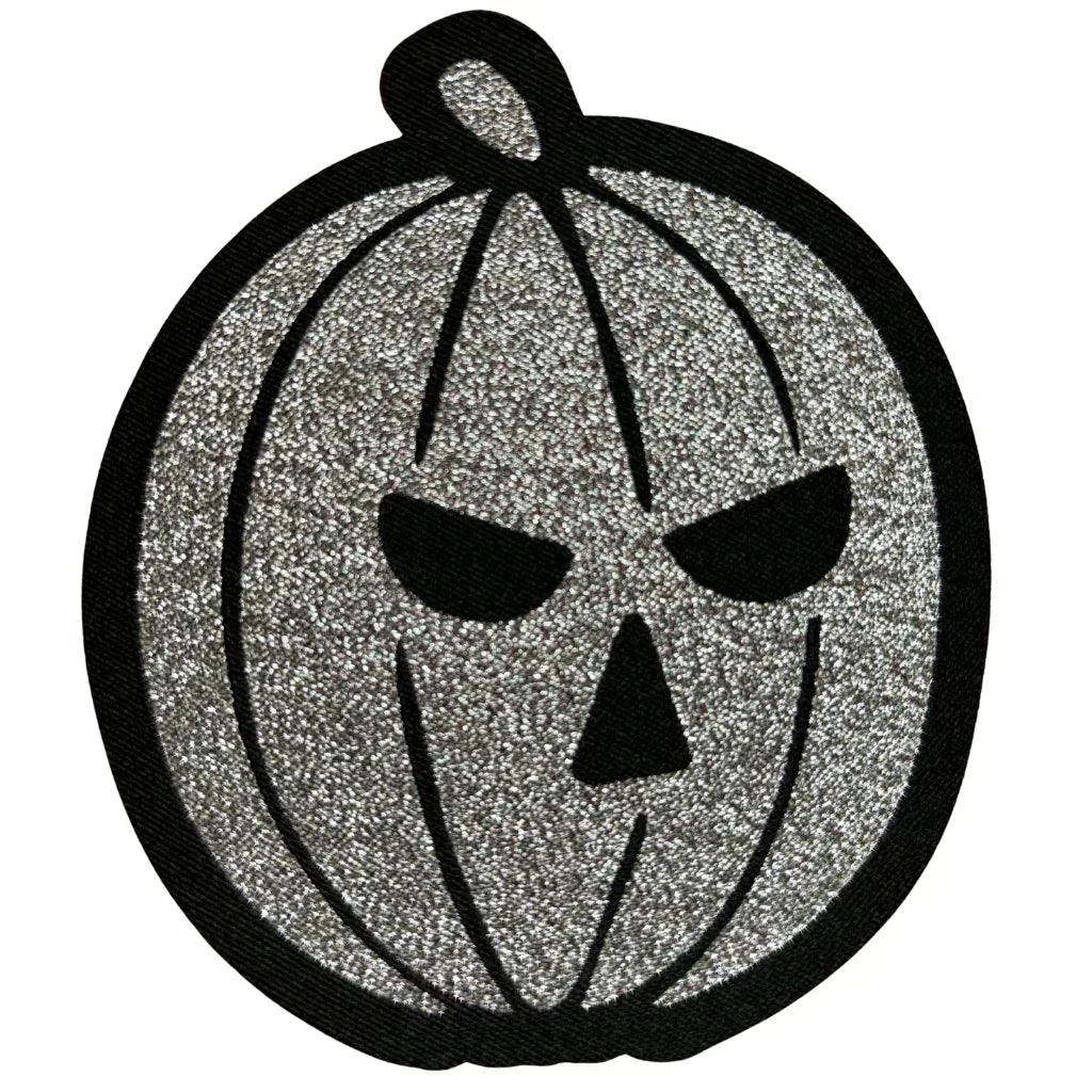 Helloween Patch Rund · Silver Pumpkin (Ø 9cm)